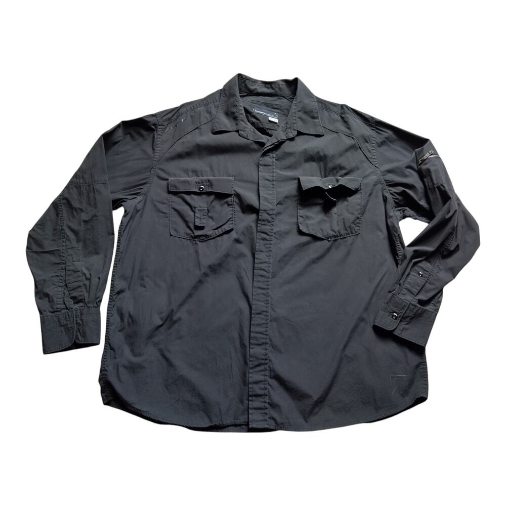 Men's Vintage Rocawear Button Up, Black, 2XL, Cotton, Long Sleeve